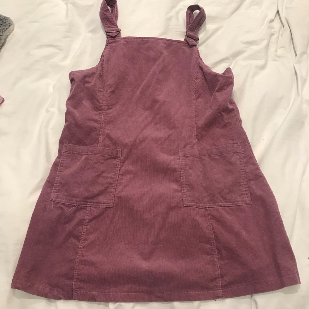 Light purple mauve pinafore overall jumper dress